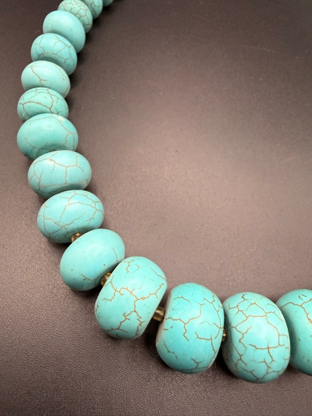 Classic Boho Howlite Turquoise and Seed Bead Necklace - Picture 2 of 4